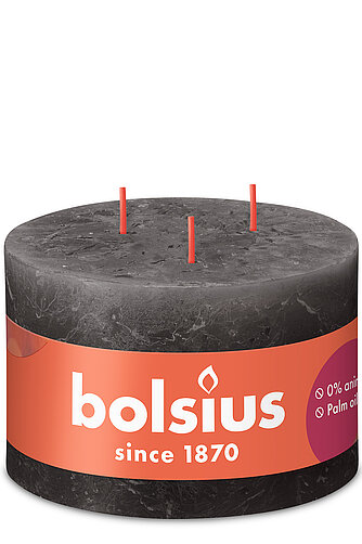 Bolsius Rustik 3-Docht Kerze (1 Stück) - Stürmisches Grau Artikelvorschau Rustik 3-Docht Kerze (1 Stück) - Stürmisches Grau