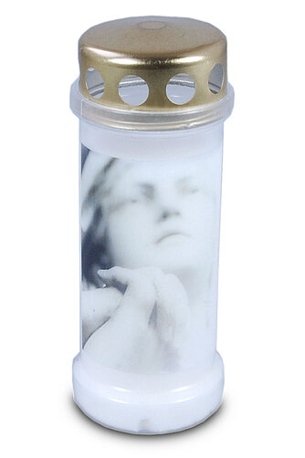 Bolsius Grablicht Nr. 6 mit Deckel und Motiv Beten Artikelvorschau Grablicht Nr. 6 mit Deckel und Motiv Beten