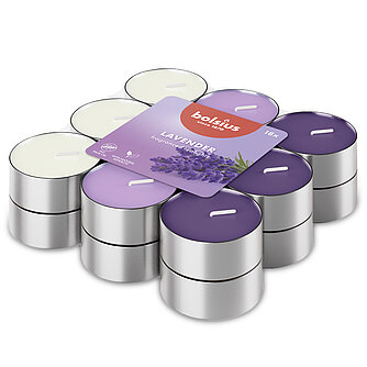 Bolsius Duft-Lichte 3-farbig (18er Pack) - Lavendel Artikelvorschau Duft-Lichte 3-farbig (18er Pack) - Lavendel
