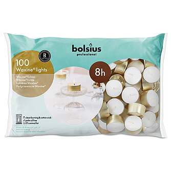 Bolsius Bolsius: Waxine-Lichte 8h (100er Beutel) - gold Artikelvorschau Bolsius: Waxine-Lichte 8h (100er Beutel) - gold