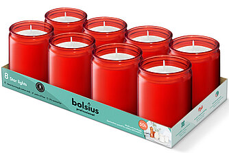 Bolsius Starlight 82/68 mm (8er Tray) - rot Artikelvorschau Starlight 82/68 mm (8er Tray) - rot