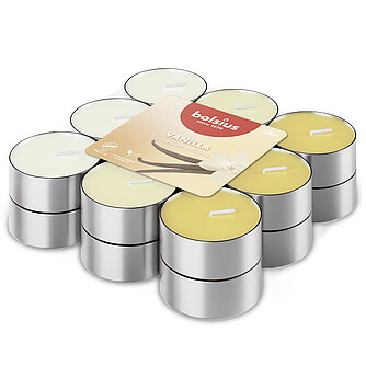 Bolsius Duft-Lichte 3-farbig (18er Pack) - Vanille Artikelvorschau Duft-Lichte 3-farbig (18er Pack) - Vanille