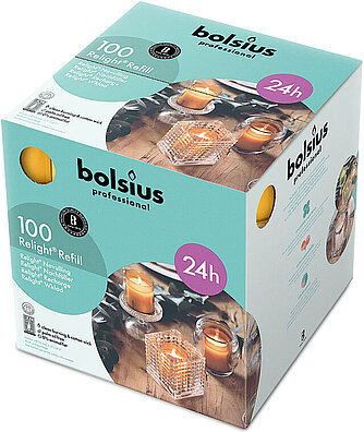 Bolsius Bolsius Relight Nachfüllkerzen 100er Box - bernstein Artikelvorschau Bolsius Relight Nachfüllkerzen 100er Box - bernstein