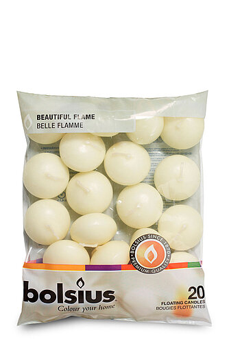 Bolsius Schwimmkerzen 30/45 mm - elfenbein (20er Beutel) Artikelvorschau Schwimmkerzen 30/45 mm - elfenbein (20er Beutel)