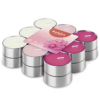 Bolsius Duft-Lichte 3-farbig (18er Pack) - Pinke Orchidee Artikelvorschau Duft-Lichte 3-farbig (18er Pack) - Pinke Orchidee