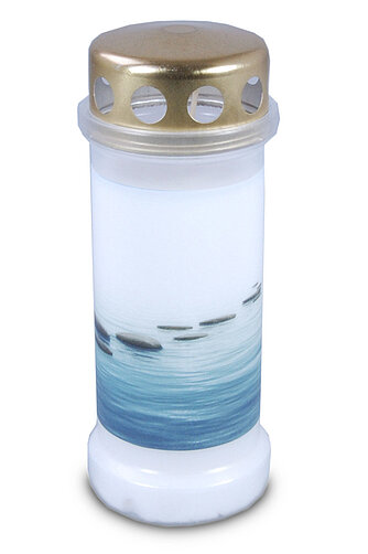 Bolsius Grablicht Nr. 6 mit Deckel und Motiv Steine Artikelvorschau Grablicht Nr. 6 mit Deckel und Motiv Steine